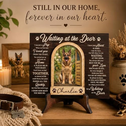 Dog Memorial Gifts for Loss of Dog, Personalized 3.5x5 Inch Picture Frame, Pet Remembrance Keepsake, Wooden Tribute Plaque, Loss of Pet Sympathy Gift, Bereavement Decor (Arch)