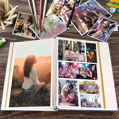 Adventure Book Photo Album 13x11.5 Self Adhesive Scrapbook | DIY memory book for couples, meaningful keepsake, travel photos, tickets, notes, and 3x5 to 8x10 pictures - color: Leather Brown (13"x11.5")