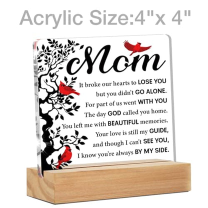 Mother Memorial Gifts in Loving Memory of Mom Desk Decor Sign | Sympathy Gift for Loss of Mom, Home Desk Decorative Sign, Clear, Acrylic, 4 x 4 Inches