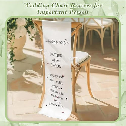 Reserved Signs for Wedding, Memorial Wedding Chair Sign, In Loving Memories Wedding Sign, Pick a Seat Not a Side Save a Seat for Someone in Heaven Linen Reserved Decorations, Father of the Groom - style: Father of Groom