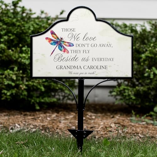 Personalized Dragonfly Memorial Garden Stake, Custom Outdoor Plaque, Grave Site Décor