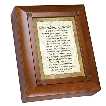 Cottage Garden Broken Chain God to Call You Home Woodgrain Remembrance Keepsake Box