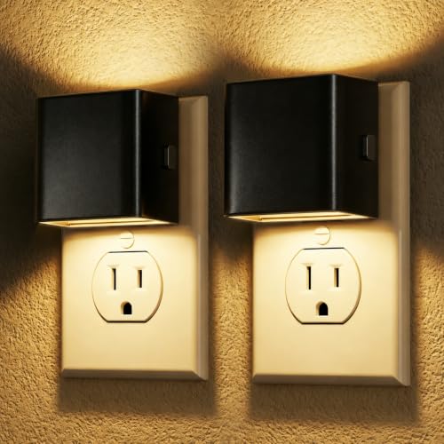 DORESshop Night Lights Plug into Wall [2 Pack], Plug in Night Light 3000K | 3 Level Brightness Adjustable Night Light,Dusk to Dawn Sensor,Nightlights for Adults,Bedroom,Bathroom,Hallway - color: Black