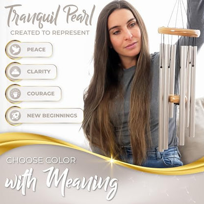 Premium Memorial Wind Chimes for Loss of Loved One - Tranquil Pearl (32")