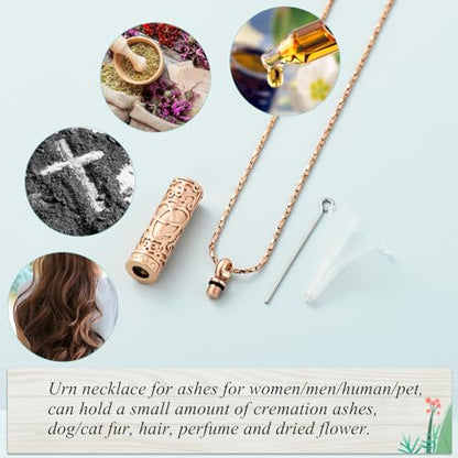 Imrsanl Celtic Knot Cremation Jewelry Cylinder Urn Necklace | For Ashes, Memorial Pendant, Human Pet Ashes Holder Keepsake, For Women Men - color: Rose Gold