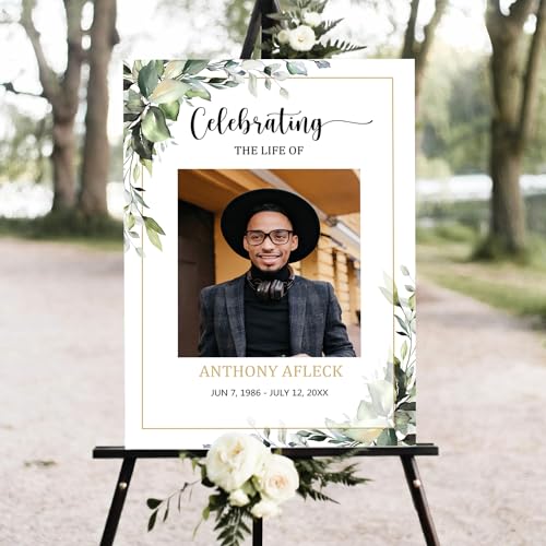 Greenery Funeral Welcome Sign, Memorial Welcome Sign, Celebration of Life Welcome Sign, Celebration Of Life Signs, Funeral Program, Eucalyptus Greenery Funeral Sign - color: #Version 04