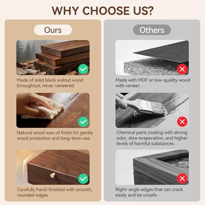 Black Walnut Wooden Jewelry Box, 2 Layer Large Necklace Organizer for Women - color: 2 Layer Large