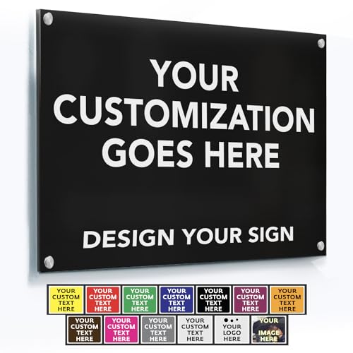 Custom Outdoor Aluminum Signs - Metal Business Signs With Black Background, 12x8 In - color: Black, size: 12x8 Inches