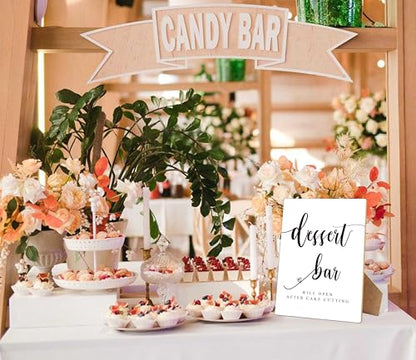 Dessert Bar Sign, 8×11 Inches Wooden Sign With Stand, Minimalist Modern Dessert Table Sign for Wedding Favor,Bridal Shower, Wedding Reception, Event Party Favor Supplies-10 - style: Dessert Bar