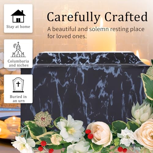 Rsobl Black Marble Cremation Urn Vault for Human Ashes, Adult Sized for Ground Burial, Home Memorial and Funeral Use - size: Black