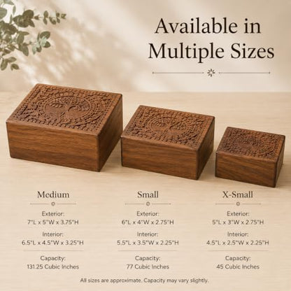 Round Tree Wooden Urn Box for Human Ashes, Cremation Funeral Urns, Decorative Urn, Pet Memorial Box, Cat Infant Adult Urn, Burial Ash Keepsake - Medium - size: Medium