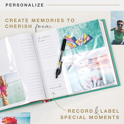 MCS Far and Away Mint Photo Album Holds 200 4x6 Photos with Memo Space, Clear Side-Loading Pockets – Scrapbook Style Keepsake for Vacations & More – A Thoughtful Gift - style: Far and Away