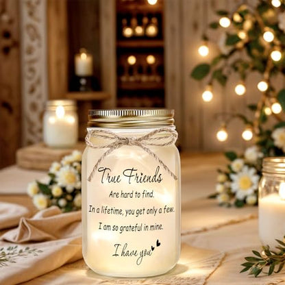 Best Friend Gift for Women Mason Jar Night Light True Friends - color: Transparent