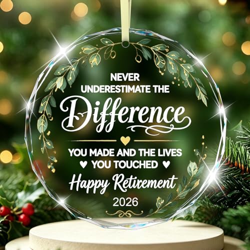 Retirement Gifts for Men and Women 2026,Glass Christmas Ornament Retired Gift for Coworker, Teacher, Nurse, Boss, Employee - color: Difference-retirement Glass a