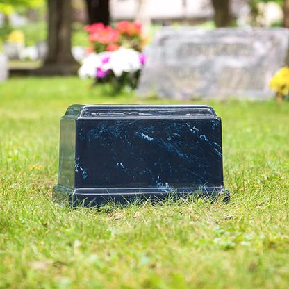 Navy Olympus Cultured Marble Cremation Urn for Human Ashes, Blue, Ground Burial, Home Display and Funeral Memorial - color: Navy
