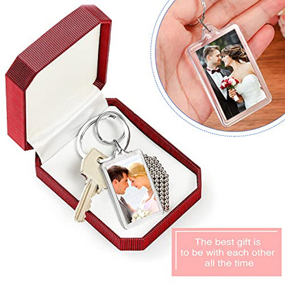 Yaomiao 50 Pcs Acrylic Photo Frame Keychain Holder 1.3 x 2 Inch Photo Picture Insert Blank Keyring for DIY Craft