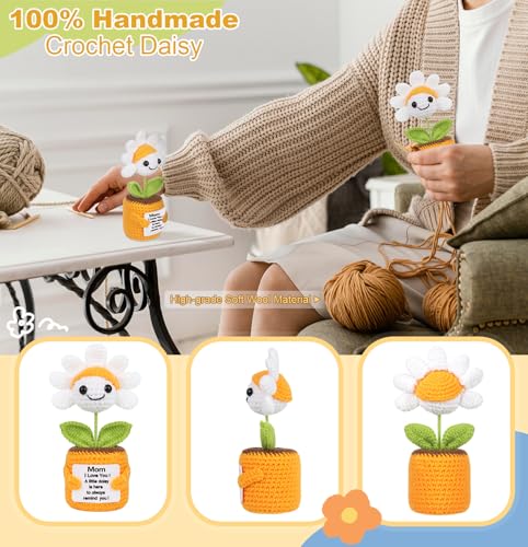 Sizobi Birthday Gifts for Mom from Daughter Son,Handmade Emotional Support | Mini Daisy Gift for Mama Mother in Law Bonus Step, Funny I Love You Stocking Stuffers for Women Small Cute Decor - style: To My Mom