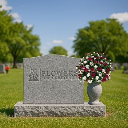 Sympathy Silks Artificial Cemetery Flowers - Gravesite Memorial Arrangment - Beauty & Cream Garden Mums - (1) Bouquet - color: Beauty & Cream, size: (1) Bouquet