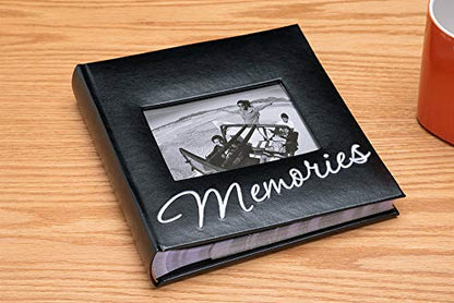 Malden International Designs Memories Cursive 2-Up With Memo Space Photo Album, 160-4x6, Black - color: Cursive Memories