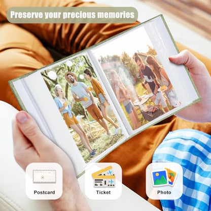 Photo Album 4x6 100 Pockets, Linen Cover Top Loader Vertical, Slip-in Picture Grass Green Pockets Albums for Wedding, Family, Anniversary, Baby, Vacation - color: Grass Green, size: 100 Pockets
