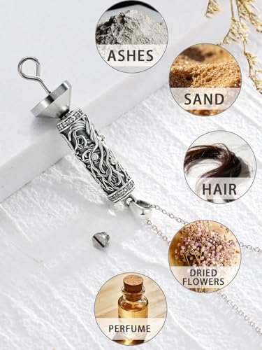 TOUPOP Tree of Life Cremation Jewelry Urn Necklace for Ashes for Women Men 925 Sterling Silver Cylinder Urn Pendant Necklaces for Human Ashes of Loved Ones Keepsake Memorial Gifts - style: 1-Tree of Life