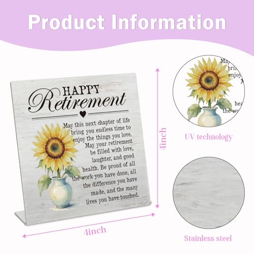 Stainless Steel Desk Plaque with Sunflower Design, Funny Gift for Work Friend, Happy Retirement Gift for Colleague Friend Family, Motivational Retirement Desk Decor HDESK21 - style: Colleague Friend