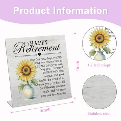 Stainless Steel Desk Plaque with Sunflower Design, Funny Gift for Work Friend, Happy Retirement Gift for Colleague Friend Family, Motivational Retirement Desk Decor HDESK21 - style: Colleague Friend