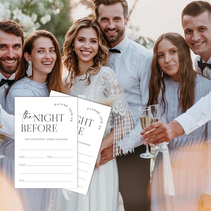 Wedding Rehearsal Dinner Invitation Cards with Envelopes Pack of 20 (4"x6") - Join Us The Night Before - Invitations for Wedding Rehearsal Dinner.(140)