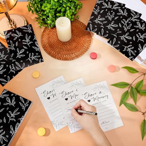 Pajean 50 Pcs Greenery Share a Memory Card, Celebration of Life Cards Box - color: Black Gold