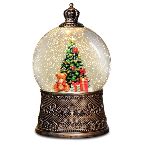 Christmas Snow Globes Lantern with Music, Christmas Tree Snow Globes with Swirling Glitter Effects, USB/Battery Powered with 6-Hour Timer, Holiday Decorations Indoor - color: Christmas Tree