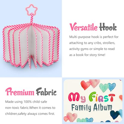 Fintie Baby Photo Album 4x6 Inch, 18 Photos My First Family Soft Album Book | For Newborn/Toddlers/Kids/Baby Shower Memory Birthday Gifts, Family Tree, First Year Milestones Keepsake, Raining Hearts - color: Raining Hearts