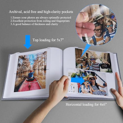 1DOT2 Photo Album with Writing Space, 100 Pages, Linen Cover, Grey - color: Grey