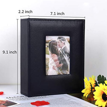 RECUTMS Adventure Photo Album, Blue, 6x4, 200 Photo Slots, Premium Leather Cover, Sleeves, Personalized, Suitable for Birthdays, Weddings, Parties | Black Page, Horizontal Pockets, Family Anniversary Birthday Memory Book, DIY Cover Window, Baby Photobook,