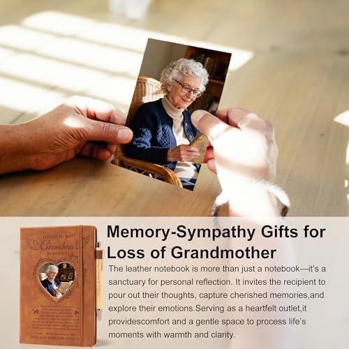 Letters to My Grandma in Heaven Journal, 3 Pcs Memorial Gifts for Loss of Grandma A5 Grief Journal Travel Diary with Heart Photo Window in Cover - style: Grandma