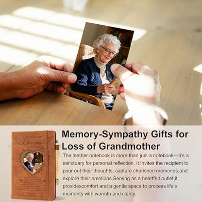 Letters to My Grandma in Heaven Journal, 3 Pcs Memorial Gifts for Loss of Grandma A5 Grief Journal Travel Diary with Heart Photo Window in Cover - style: Grandma
