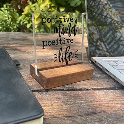 Inspirational Quotes Acrylic Sign - Motivational Gift for Women, Best Friend, Colleague - Positive Decor for Home Office Desk - style: Positive Mind