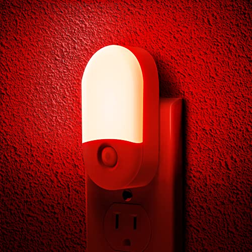 L LOHAS LED Red Night Light, Night Lights Plug into Wall[2 Pack] | 0.6W LED Night Light, Dusk to Dawn Sensor, 30/60LM Adjustable Brightness, Night Light for Kid, Bathroom, Nursery, Hallway - color: Red, size: 2 Count (Pack of 1)