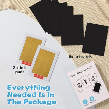 Baby Handprint and Footprint XL Size Kit,Baby Handprint Ink Pads,Gift | No Mess,2 Pcs Baby Handprint Ink Pads with Clean-Touch & 6 Imprint Cards Safe for Baby, Family Keepsake, Pet Paw,Gold - color: Gold