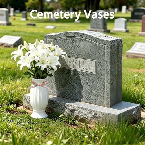 2 Pcs Cemetery Vases with Spikes,Grave Vases for Cemetery with Metal Spikes and Drainage Holes,Grave Flower Holder for Headstones Memorial Gifts Loss of Loved One - color: White