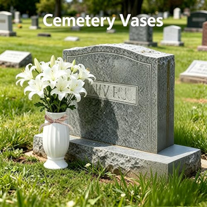 2 Pcs Cemetery Vases with Spikes,Grave Vases for Cemetery with Metal Spikes and Drainage Holes,Grave Flower Holder for Headstones Memorial Gifts Loss of Loved One - color: White