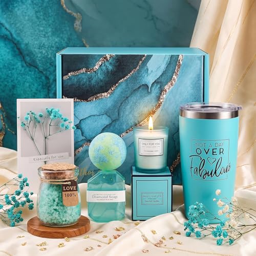 Get Well Soon Gift Baskets for Women,Self Care Gift Package Box, Birthday,Spa & Sympathy Care Package Gifts Set for Mom, Wife, Girlfriend, Sister & Friends - color: Blue