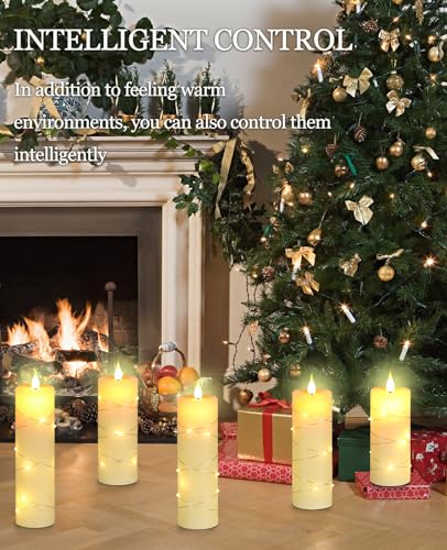 Upinmz Ivory White Real Wax Flameless Candles, 5-Pack, Remote Timer, String Lights - size: Ivory-Wax-5 Pack