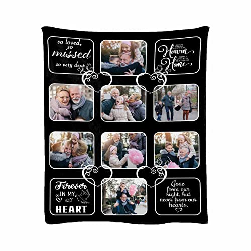 Custom Memorial Blanket Gifts Gone from Our Sight But Never from Our Hearts Personalized Photo Collage Blankets with Picture Name in Loving Memory Blankets Loss Sympathy Blanket for Loss of Dad - color: No.13