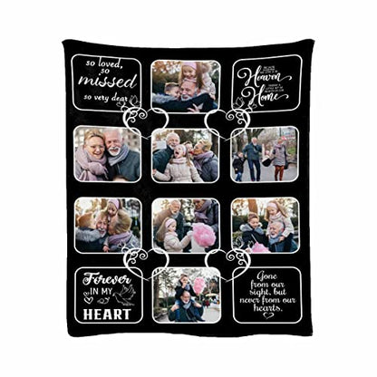 Custom Memorial Blanket Gifts Gone from Our Sight But Never from Our Hearts Personalized Photo Collage Blankets with Picture Name in Loving Memory Blankets Loss Sympathy Blanket for Loss of Dad - color: No.13