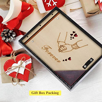 ZEEYUAN Scrapbook Couples Photo Album Love Scrapbook Memory Photo Book "Hand in Hand" Scrap Book- Valentines Day Anniversary Photo Gifts Wedding Guest Book - color: Light Wood Color