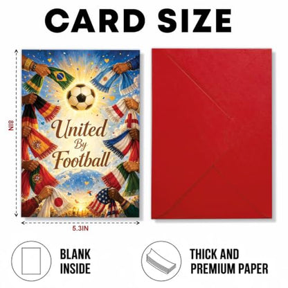 United By Football Soccer Card, Ball Fan Greeting Celebration Gift | Soccer Greeting Card For Football Fan, International Sports Card, Soccer Lover Gift Card, United By Football Team Spirit Card - color: sport13