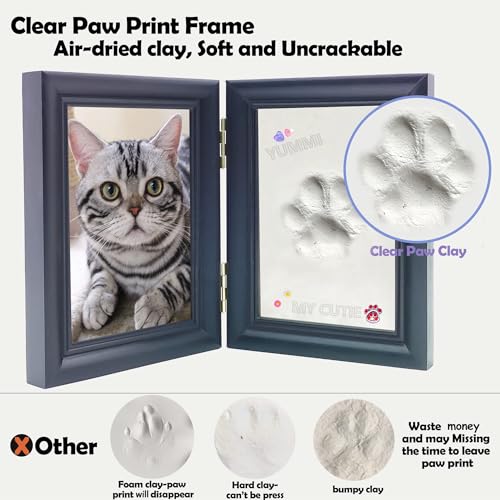 MYPAWLETS Clay Paw Print Kit for Dog Cat,Pawprint Keepsake Frame,Black - color: Small-Medium Black