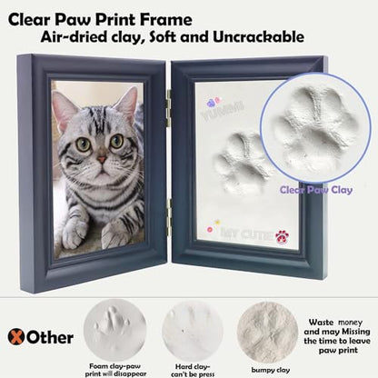 MYPAWLETS Clay Paw Print Kit for Dog Cat,Pawprint Keepsake Frame,Black - color: Small-Medium Black