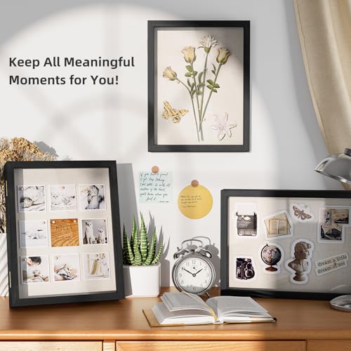 Love-KANKEI Deep Large Shadow Box 13x16.5,Solid Wood Frame,Memory Box,Black - color: Black, size: 13 x 16.5