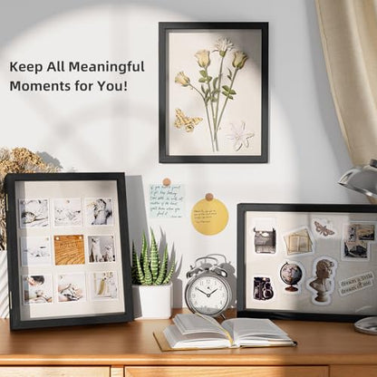 Love-KANKEI Deep Large Shadow Box 13x16.5,Solid Wood Frame,Memory Box,Black - color: Black, size: 13 x 16.5